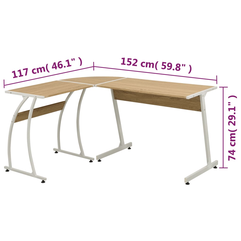 Bureau d'angle en forme de L Chêne - XIOS