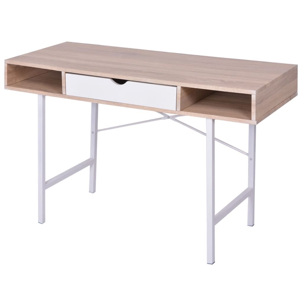 Bureau avec 1 compartiment Chêne et blanc - XIOS