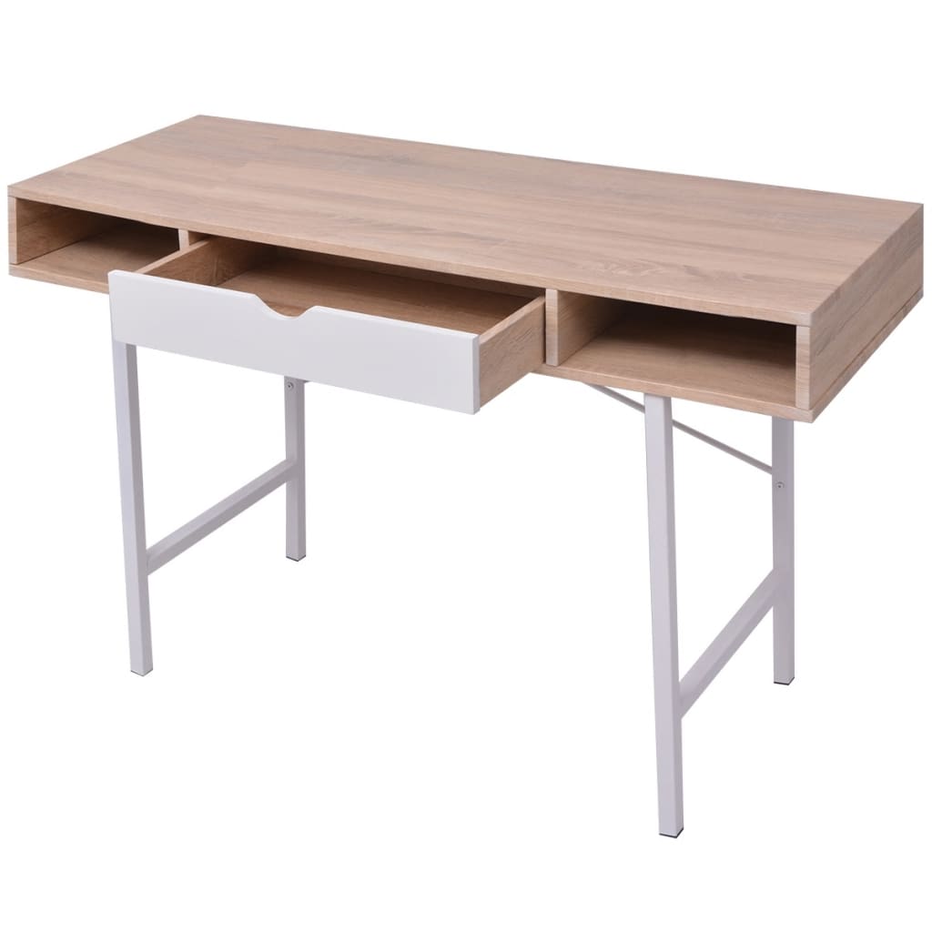 Bureau avec 1 compartiment Chêne et blanc - XIOS