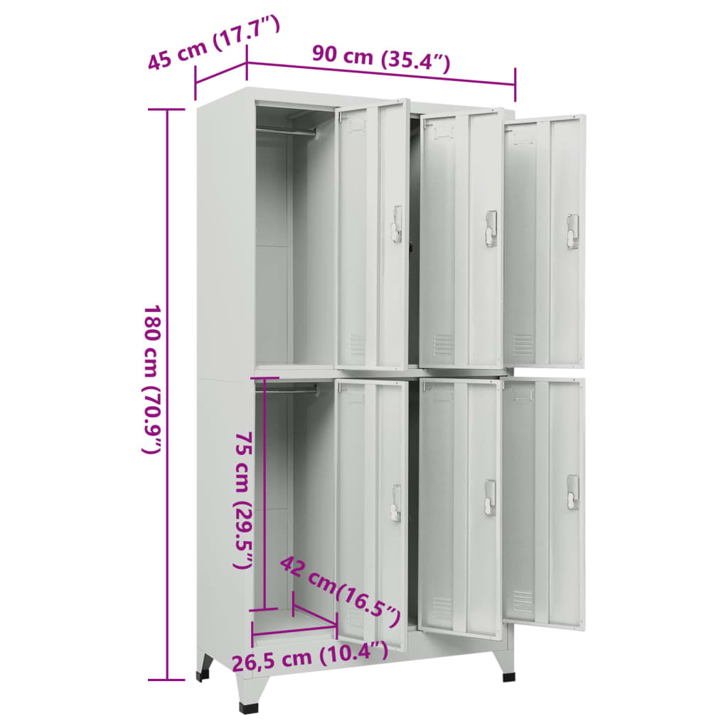 Armoire à casier avec 6 compartiments Acier 90x45x180 cm Gris - XIOS