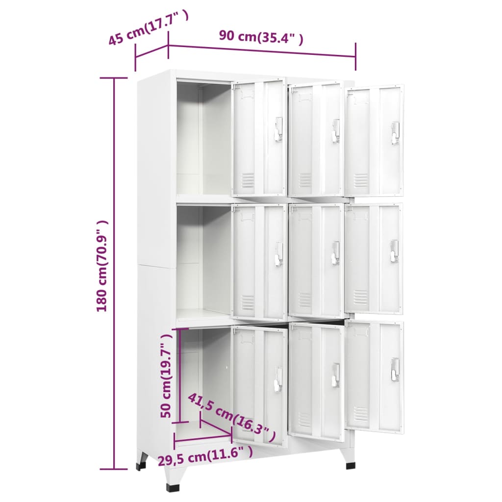 Armoire à casier avec 9 compartiments Acier 90x45x180 cm Gris - XIOS