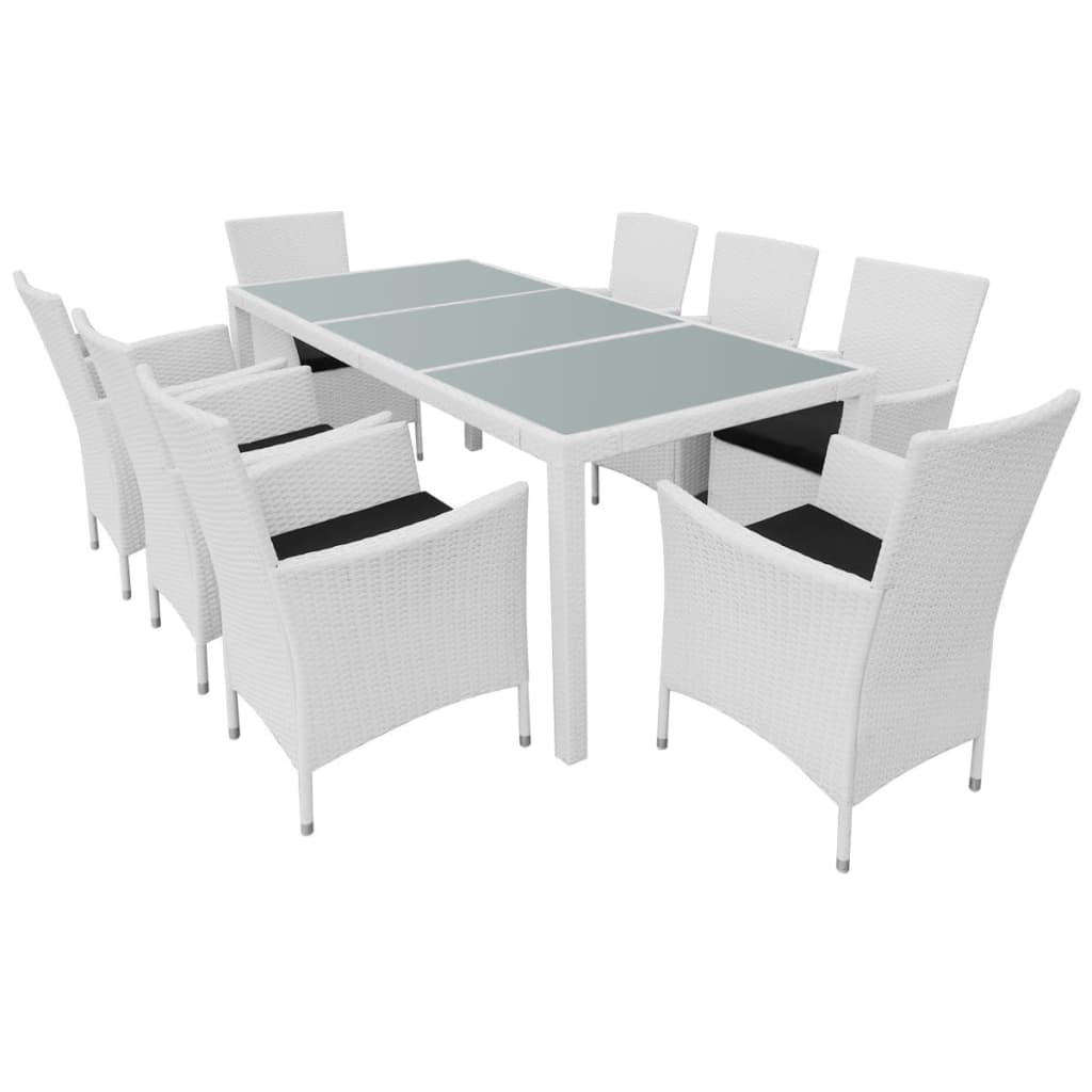 Salon de jardin 9 pcs Résine tressée Blanc-crème