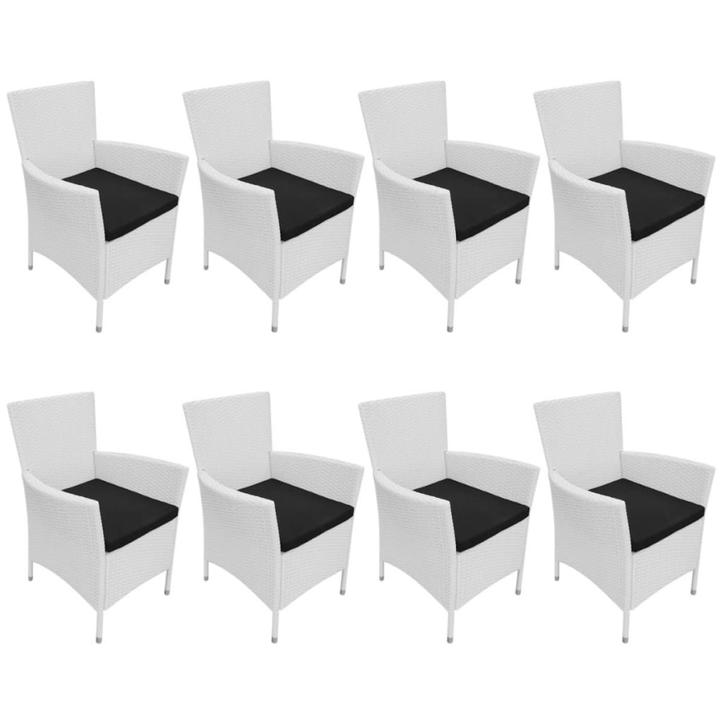 Salon de jardin 9 pcs Résine tressée Blanc-crème