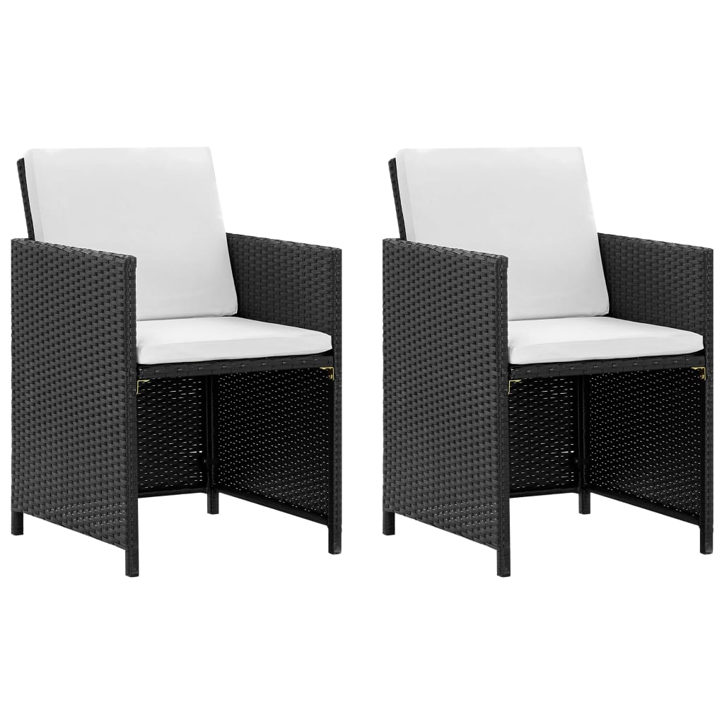Ensemble à manger d'extérieur 5 pcs coussin Résine tressée Noir - XIOS