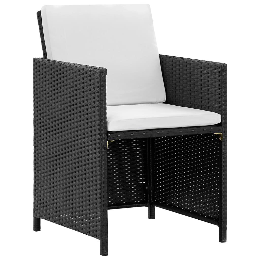 Ensemble à manger d’extérieur 9 pcs coussin Résine tressée Noir - XIOS