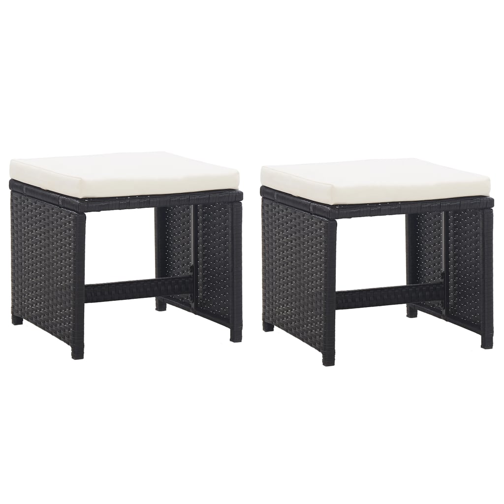 Ensemble à manger d’extérieur 9 pcs coussin Résine tressée Noir - XIOS