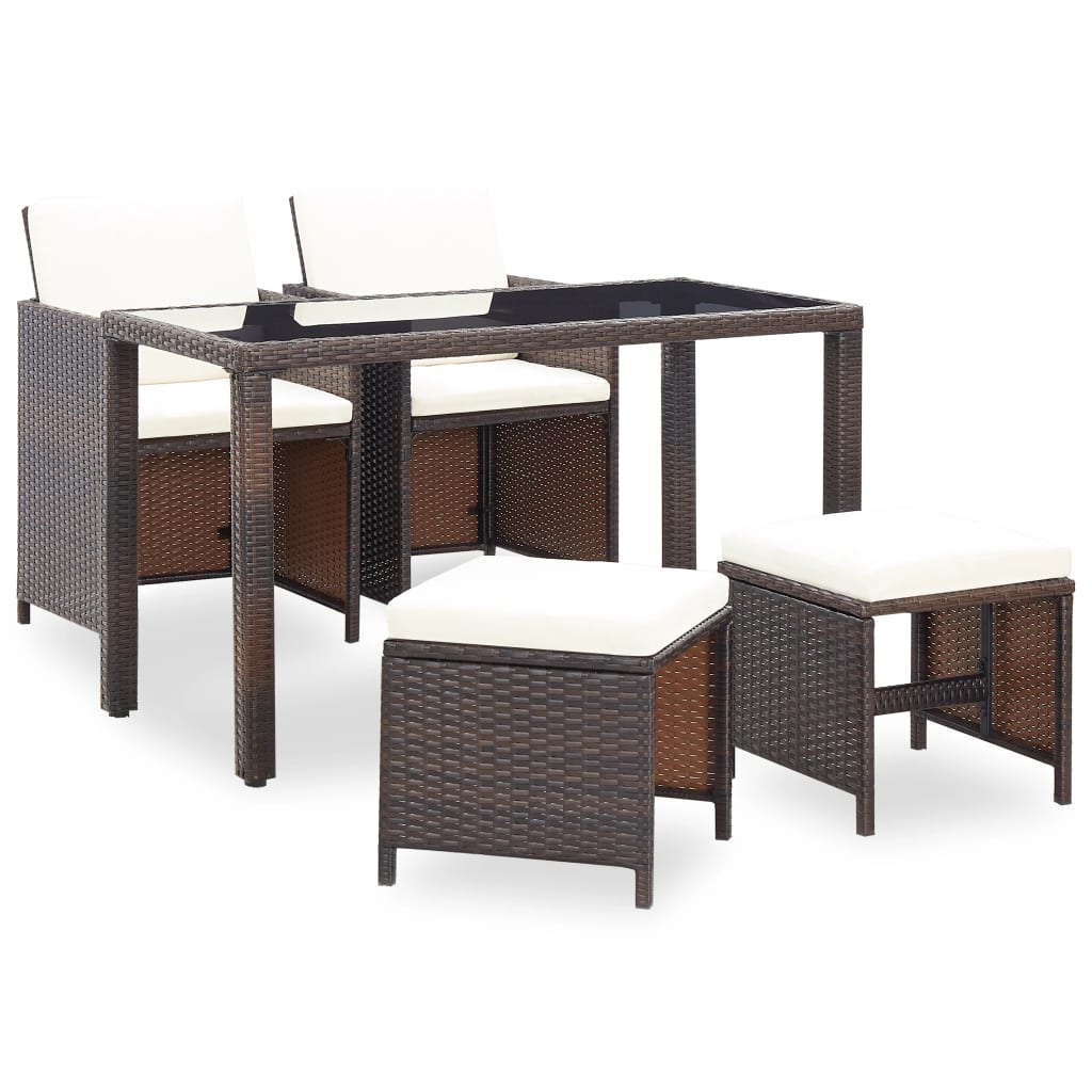 Ensemble à manger d'extérieur 5pcs avec coussins Résine tressée - XIOS