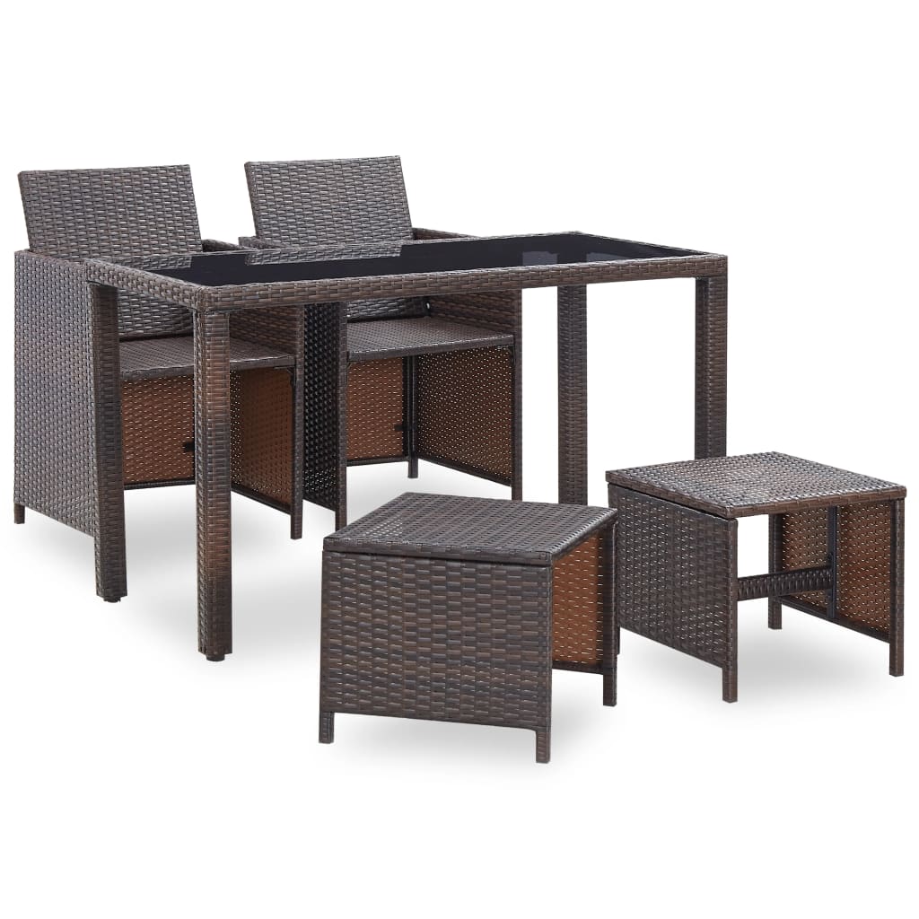 Ensemble à manger d'extérieur 5pcs avec coussins Résine tressée - XIOS