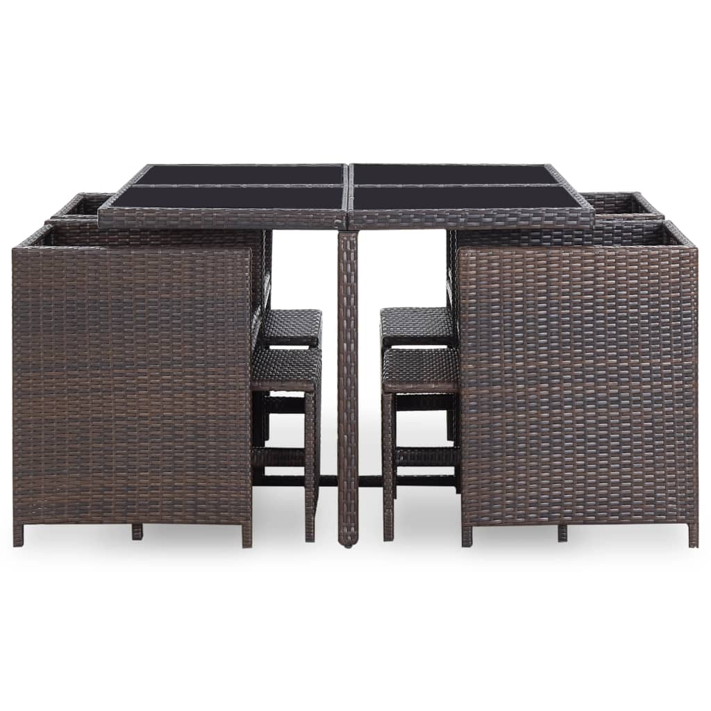 Ensemble à manger d'extérieur avec coussins 9pcs Résine tressée - XIOS
