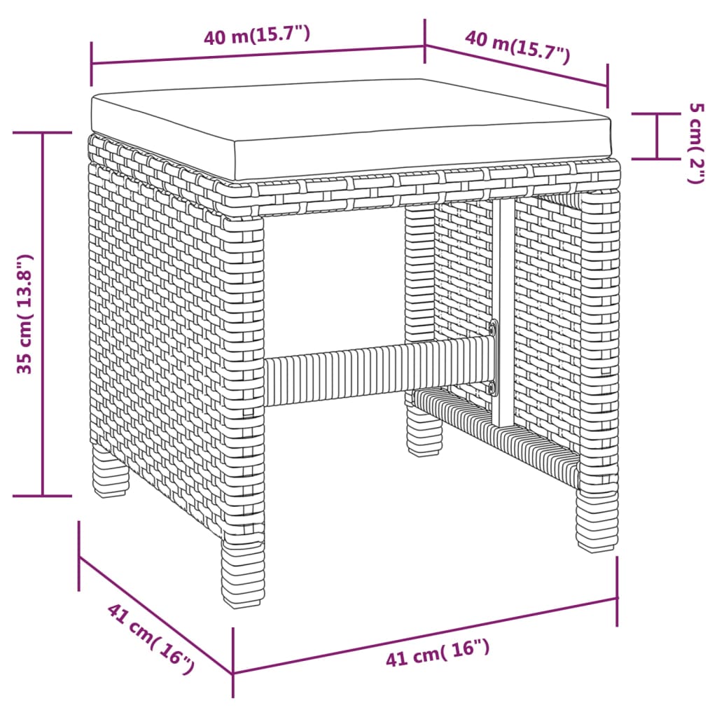 Ensemble à manger d'extérieur 5 pcs Rotin et bois d'acacia Noir - XIOS