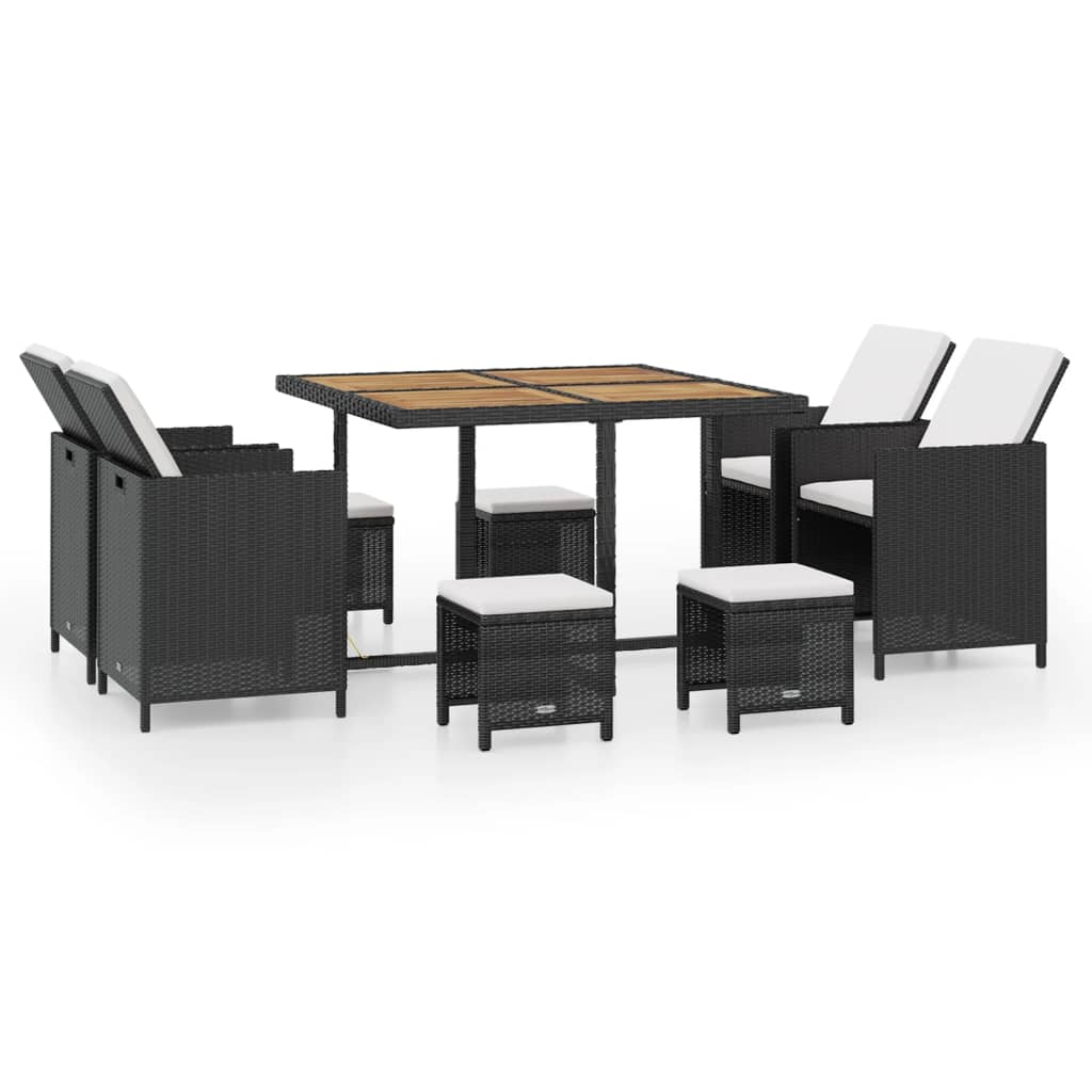 Ensemble à manger d'extérieur 9 pcs résine tressée et acacia - XIOS