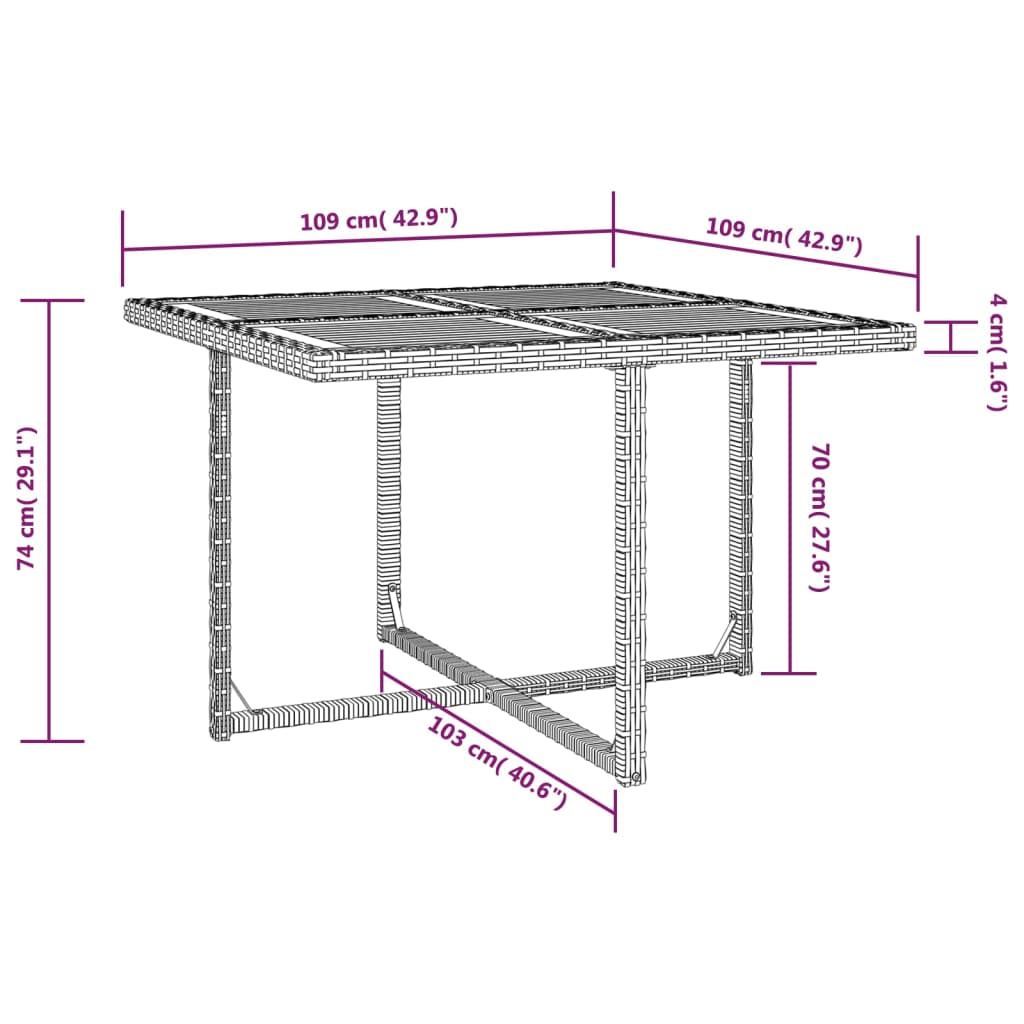 Ensemble à manger d'extérieur 9 pcs résine tressée et acacia - XIOS