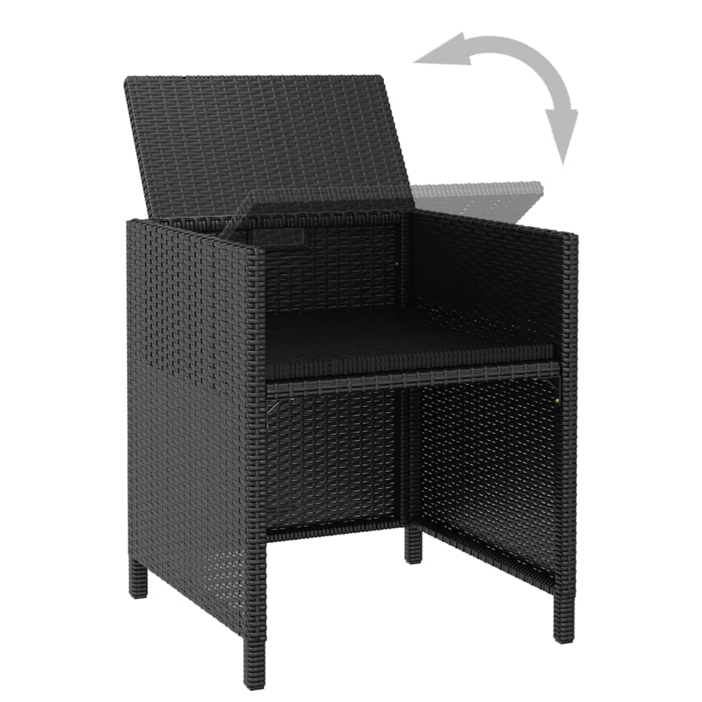 Ensemble à manger d'extérieur 11pcs Rotin et bois d'acacia Noir - XIOS