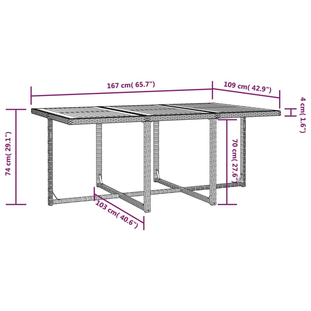 Ensemble à manger d'extérieur 11pcs Rotin et bois d'acacia Noir - XIOS