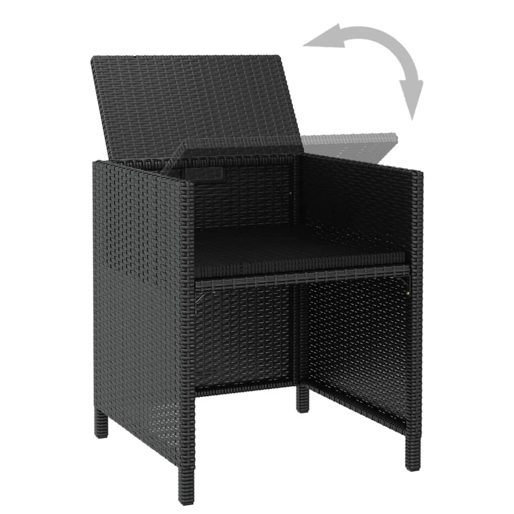 Ensemble à manger d'extérieur 13pcs Rotin et bois d'acacia Noir - XIOS