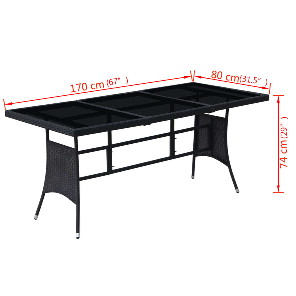 Ensemble à manger d'extérieur 9pcs coussins résine tressée noir