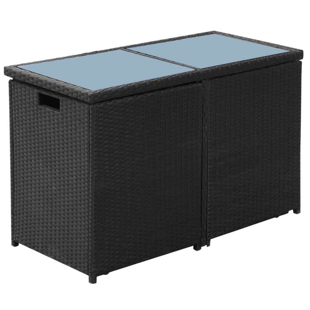 Ensemble de bistro 3 pcs avec coussins résine tressée noir - XIOS