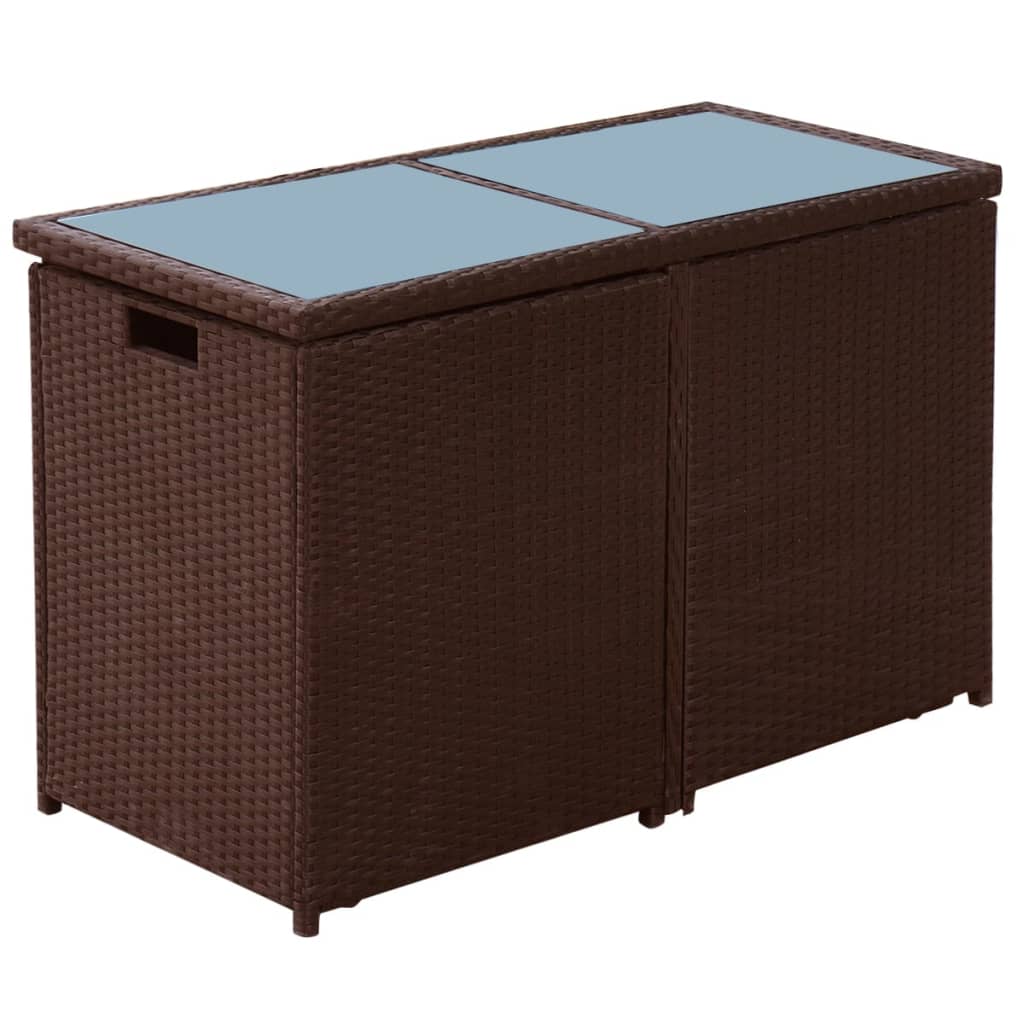 Ensemble de bistro 3 pcs et coussins résine tressée marron - XIOS