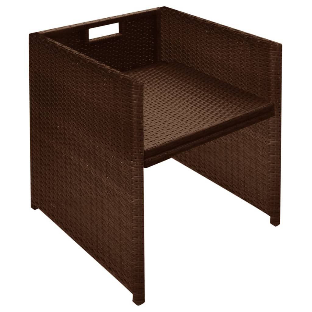 Ensemble de bistro 3 pcs et coussins résine tressée marron - XIOS