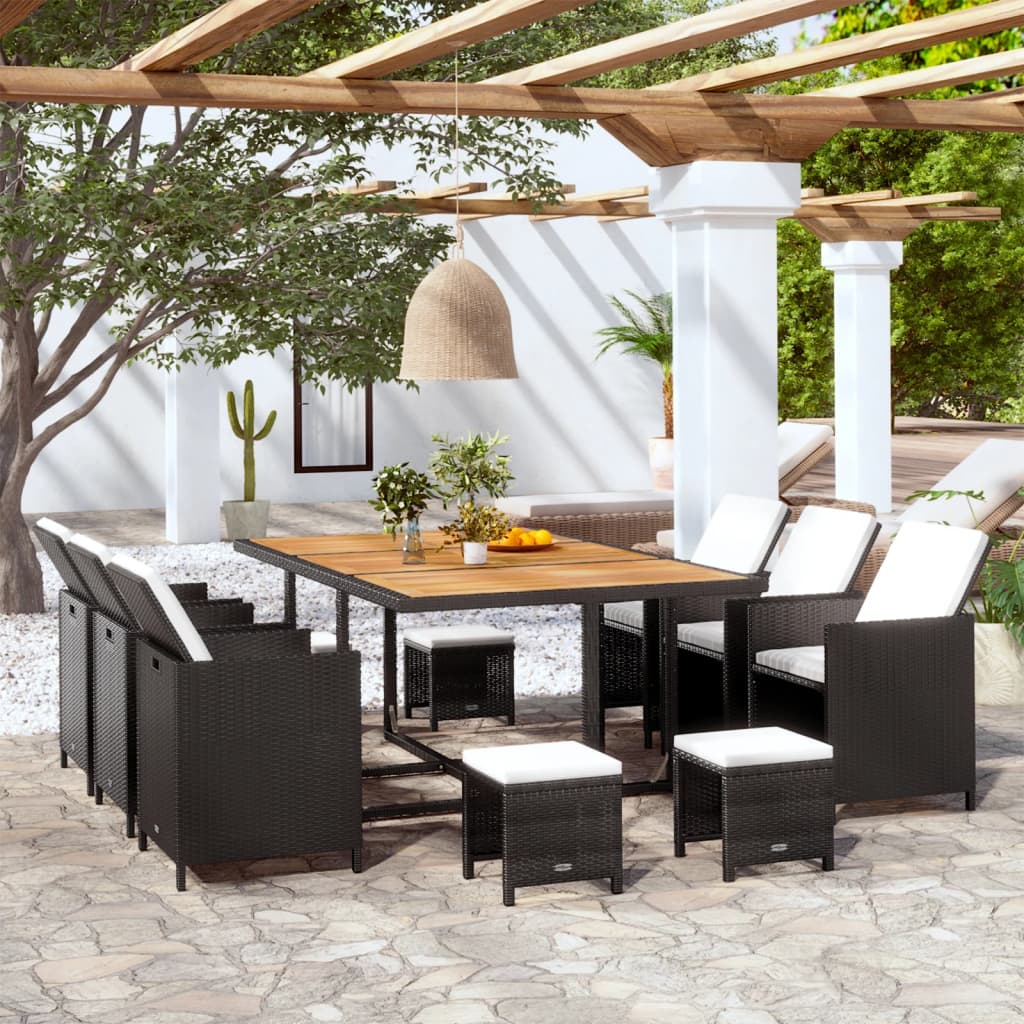 Ensemble à manger d’extérieur 11 pcs coussins résine tressée - XIOS