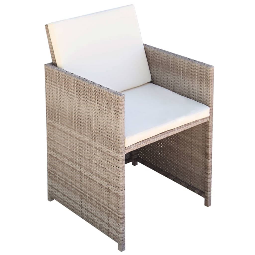 Ensemble à manger d'extérieur avec coussins 5 pcs Rotin Beige - XIOS