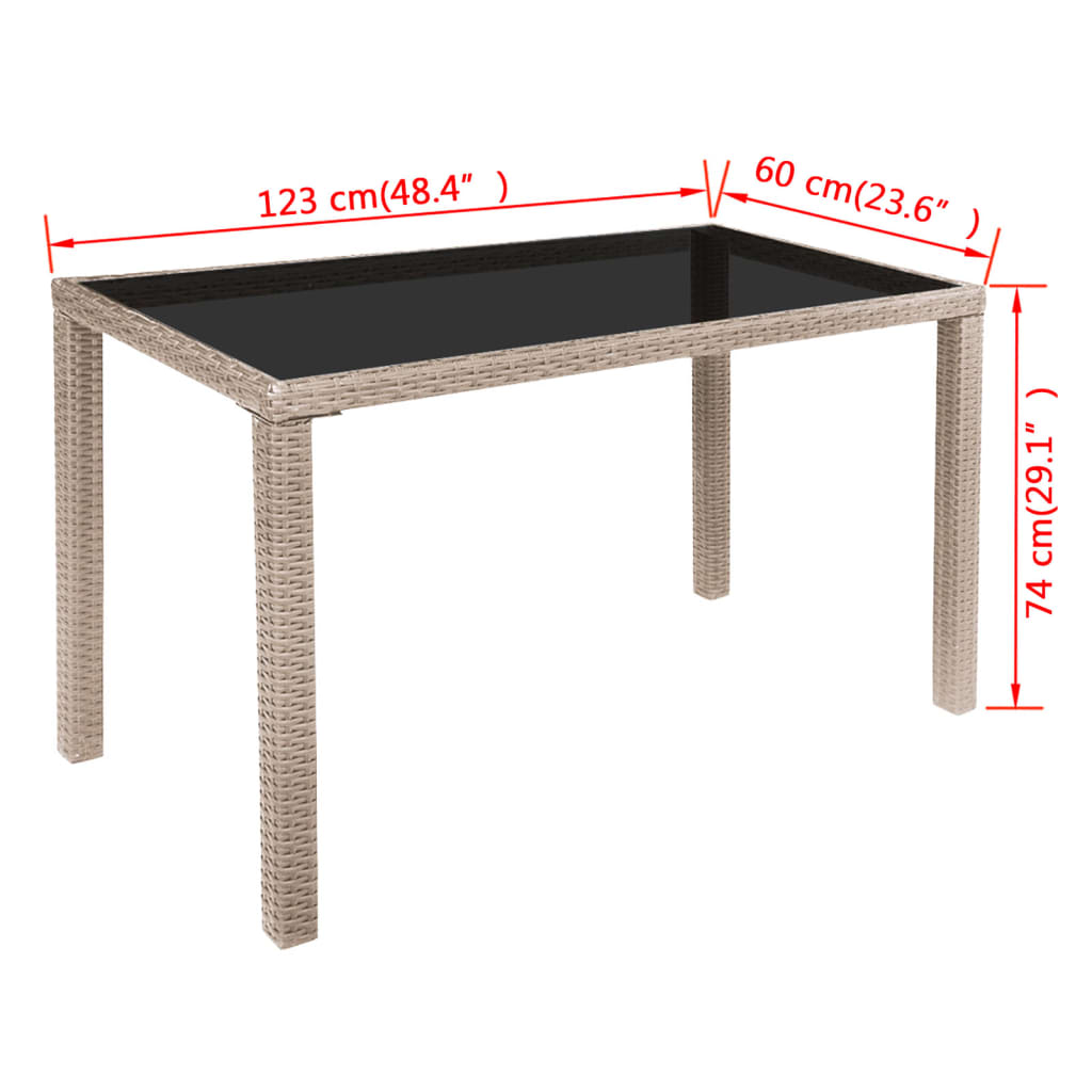 Ensemble à manger d'extérieur avec coussins 5 pcs Rotin Beige - XIOS