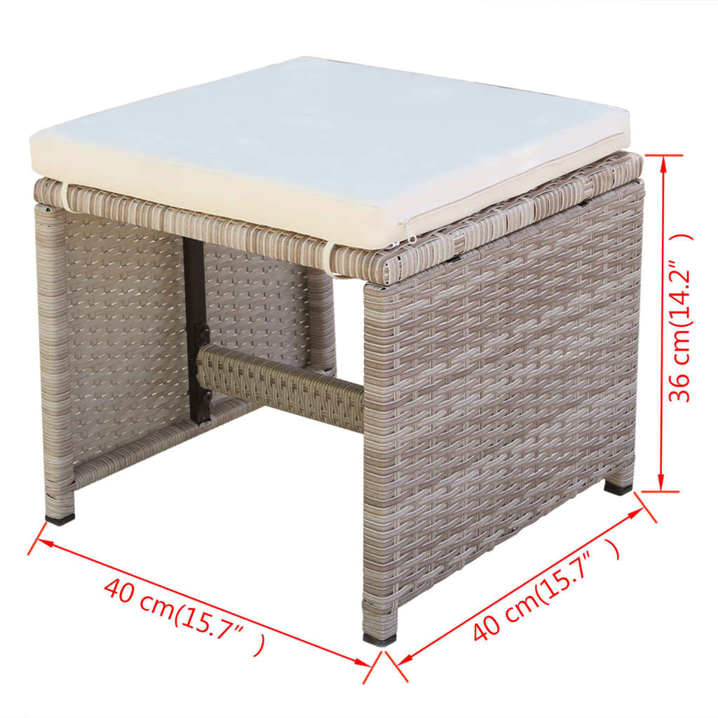 Ensemble à manger d'extérieur avec coussins 5 pcs Rotin Beige - XIOS
