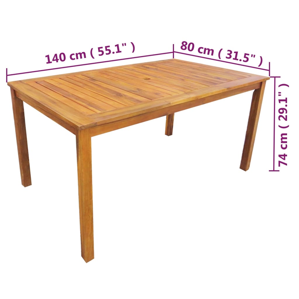 Ensemble à manger d'extérieur 5 pcs Bois d'acacia solide - XIOS