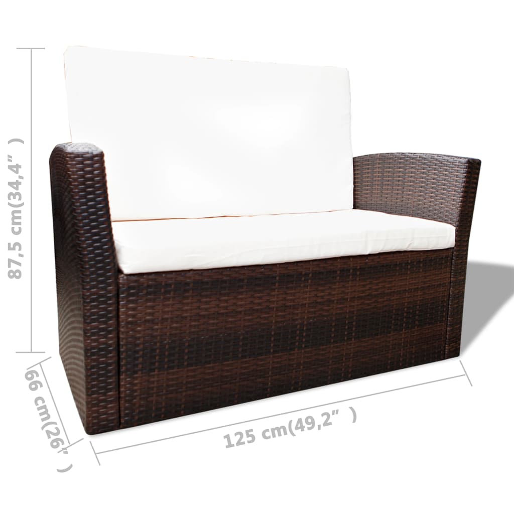 Salon de jardin 4 pcs avec coussins Résine tressée Marron - XIOS