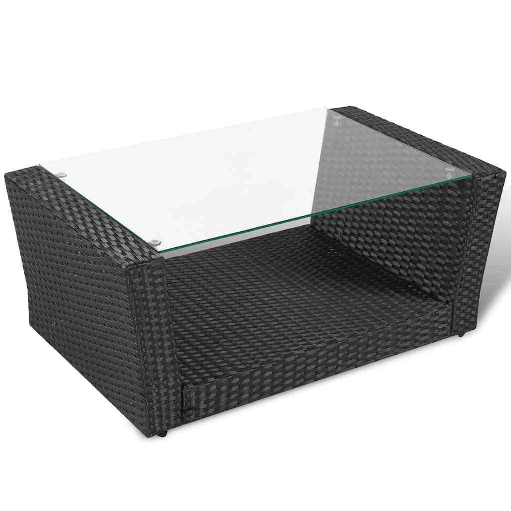 Salon de jardin 4 pcs avec coussins Résine tressée Noir - XIOS