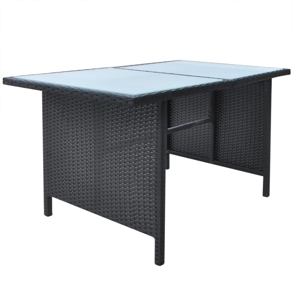 Ensemble à manger d'extérieur 6pcs coussins résine tressée noir - XIOS