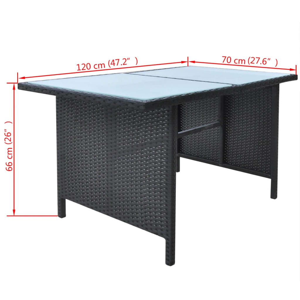 Ensemble à manger d'extérieur 6pcs coussins résine tressée noir - XIOS