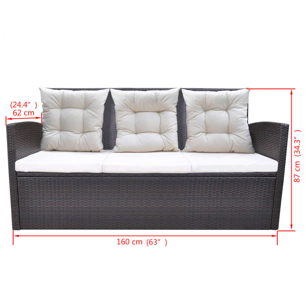 Ensemble à manger d'extérieur avec coussins 6pcs Résine tressée - XIOS
