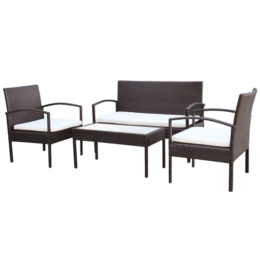 Salon de jardin 4 pcs avec coussins Résine tressée Marron - XIOS