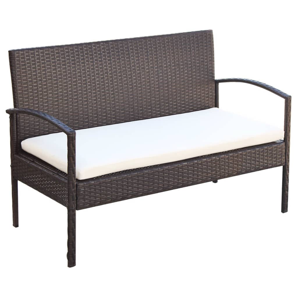 Salon de jardin 4 pcs avec coussins Résine tressée Marron - XIOS