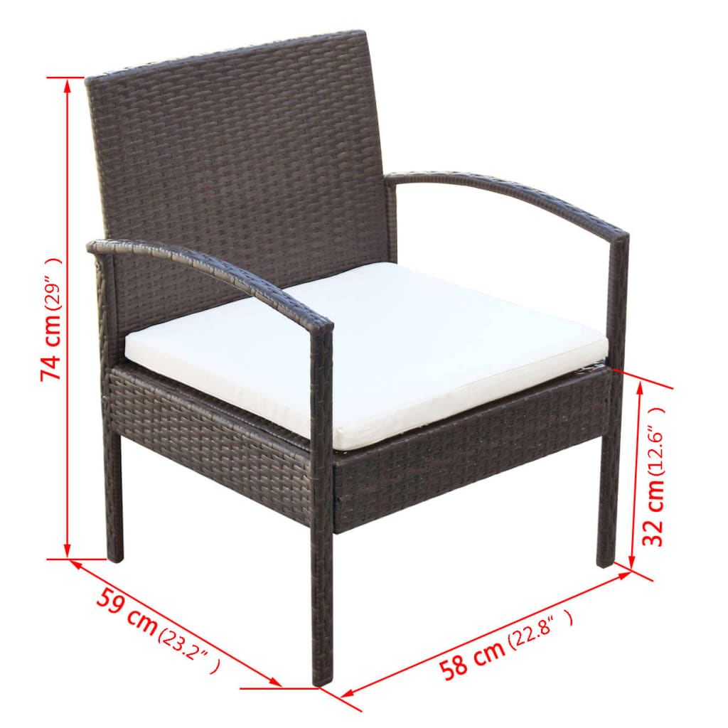 Salon de jardin 4 pcs avec coussins Résine tressée Marron - XIOS