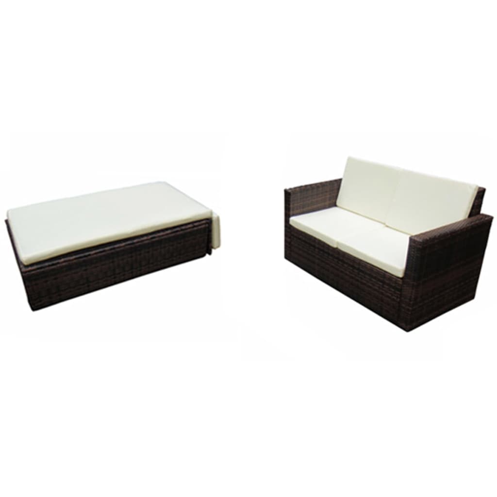 Salon de jardin 2 pcs avec coussins Résine tressée Marron - XIOS