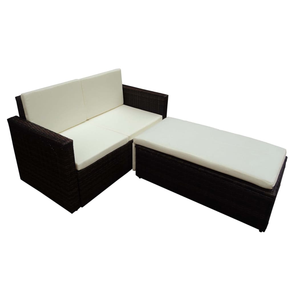 Salon de jardin 2 pcs avec coussins Résine tressée Marron - XIOS