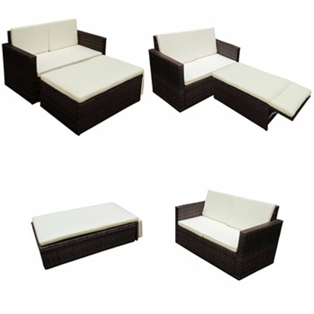 Salon de jardin 2 pcs avec coussins Résine tressée Marron - XIOS