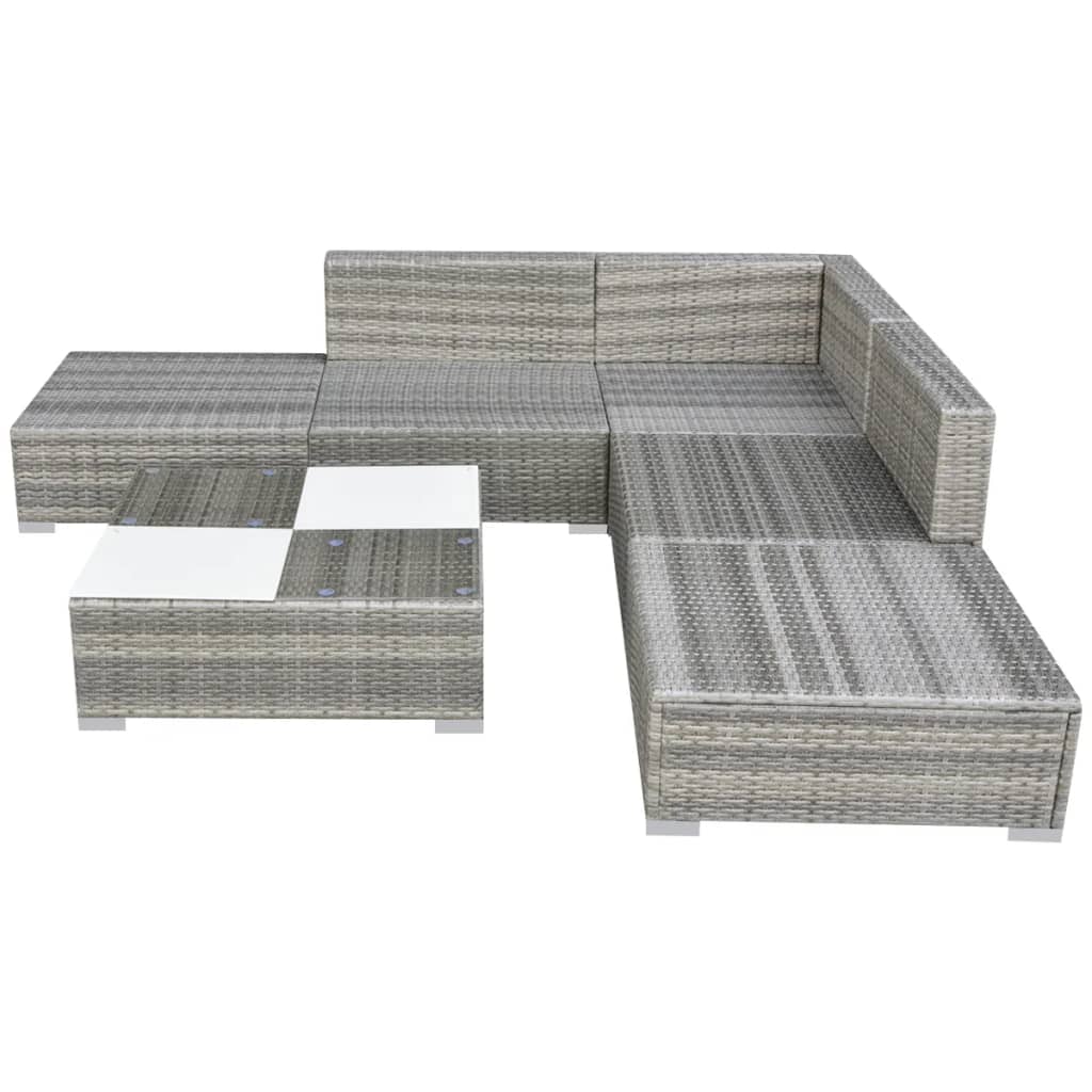 Salon de jardin avec coussins 6 pcs résine tressée gris - XIOS