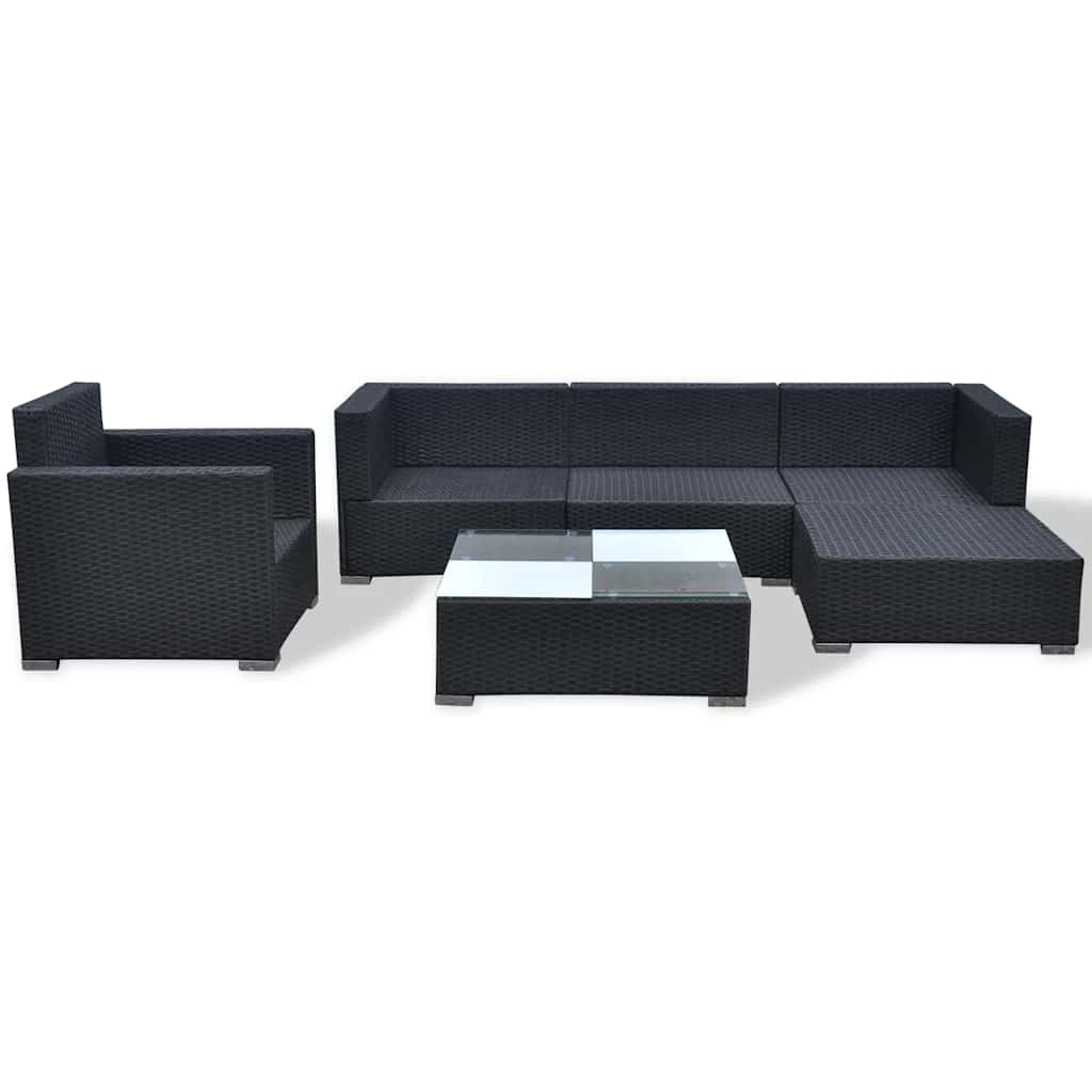 Salon de jardin 6 pcs avec coussins Résine tressée Noir - XIOS