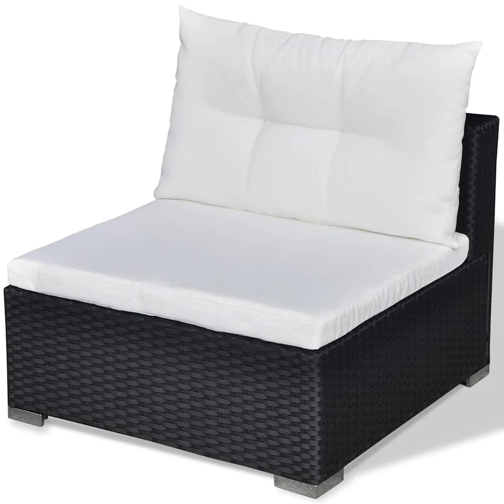 Salon de jardin 6 pcs avec coussins Résine tressée Noir - XIOS