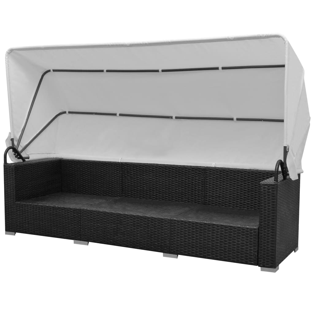 Salon de jardin 7 pcs avec baldaquin Résine tressée Noir - XIOS
