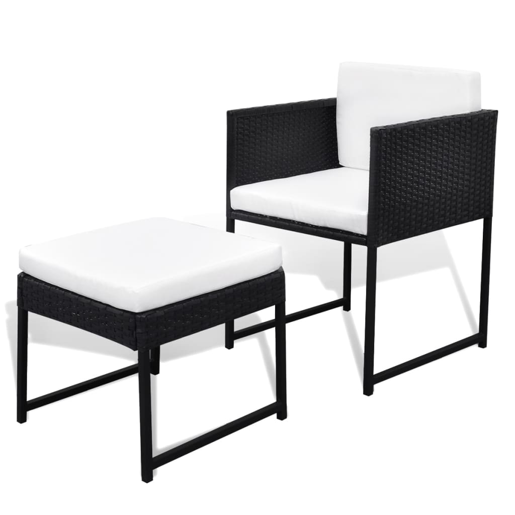 Ensemble à manger d'extérieur 9pcs coussins Résine tressée Noir - XIOS