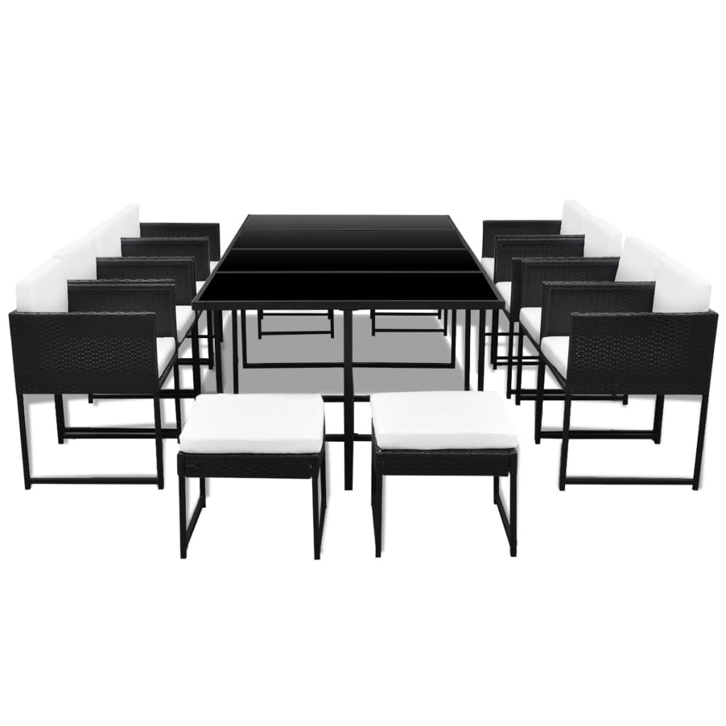 Ensemble à manger d'extérieur 13 pcs coussins Résine tressée - XIOS