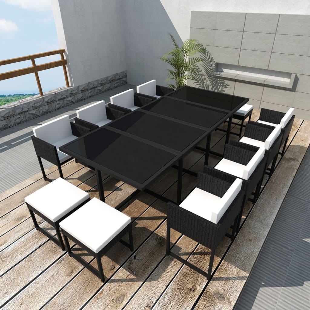 Ensemble à manger d'extérieur 13 pcs coussins Résine tressée - XIOS