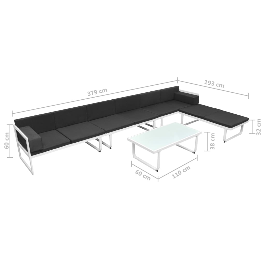 Salon de jardin 5 pcs Textilène Aluminium Noir - XIOS