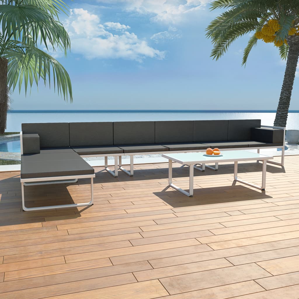Salon de jardin 5 pcs Textilène Aluminium Noir - XIOS