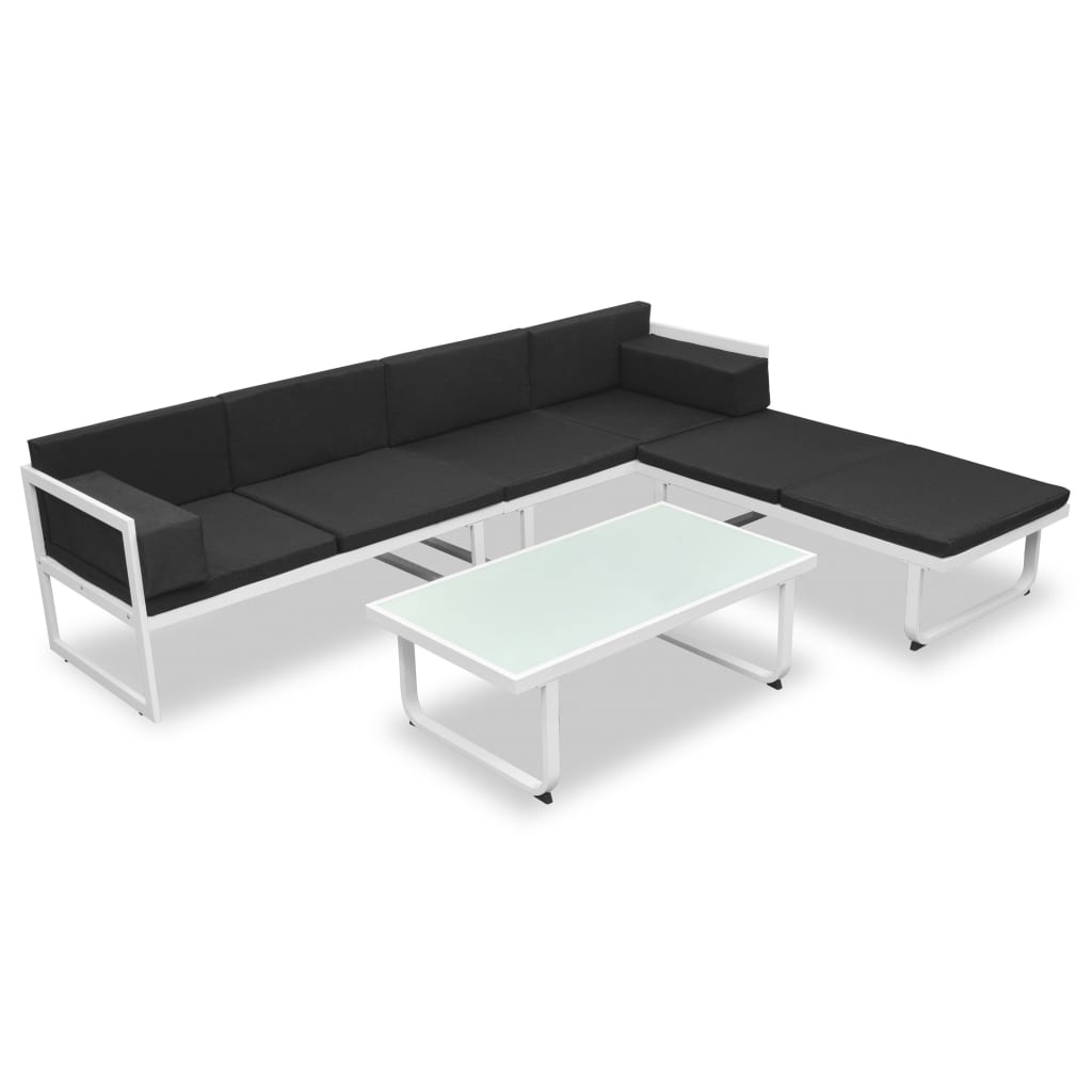 Salon de jardin 4 pcs et coussins Aluminium Noir - XIOS
