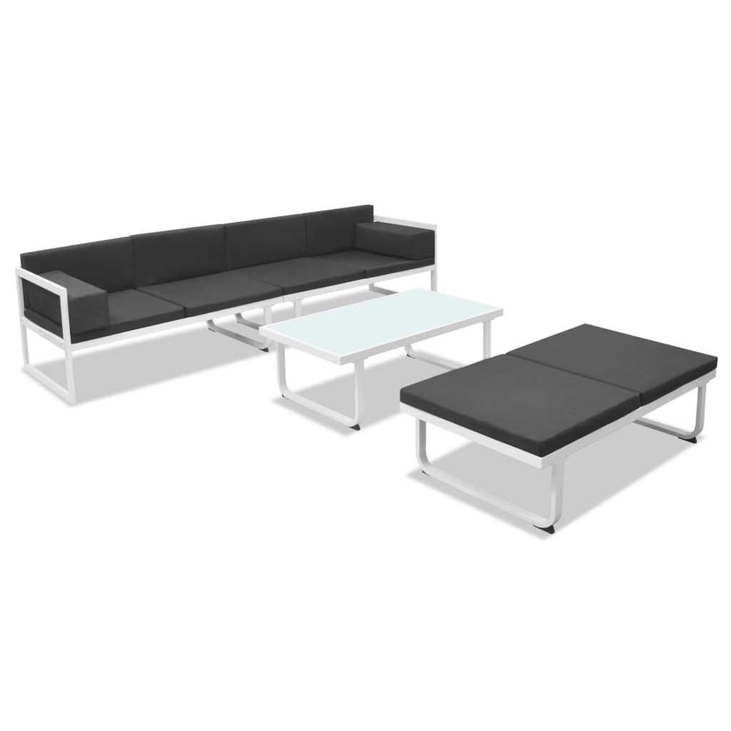 Salon de jardin 4 pcs et coussins Aluminium Noir - XIOS